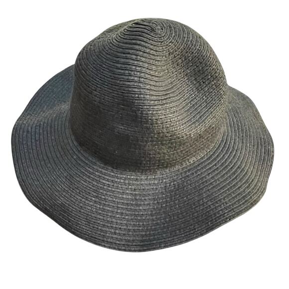 H&M Divided Straw Floppy Sun Hat Large 58 Wide Brim 3.5" Beach Holiday Travel - Picture 5 of 13